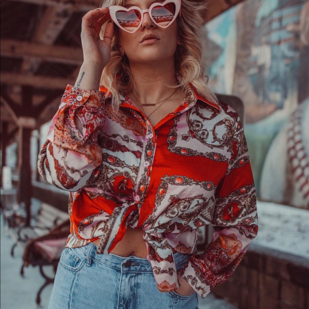 Boohoo scarf print top